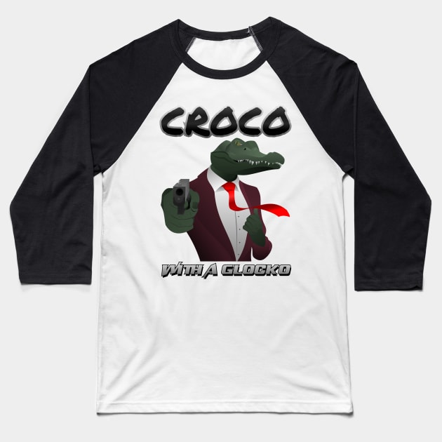 Croco with a Glocko Baseball T-Shirt by I.Kon